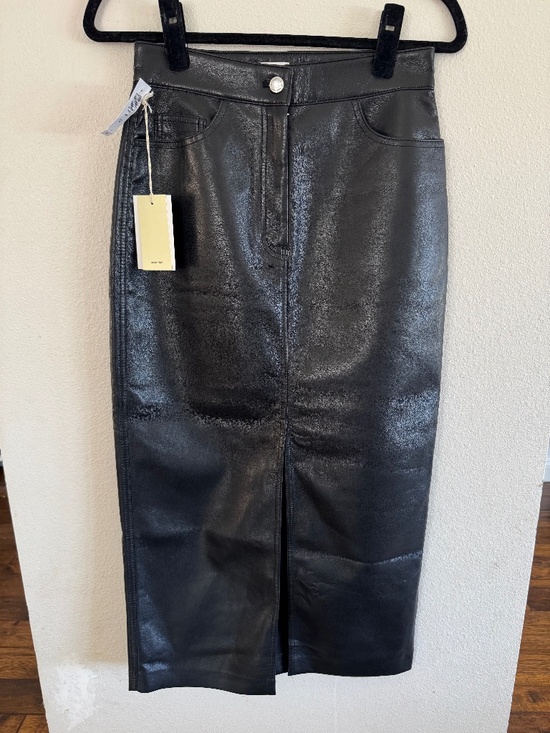 Wilfred Dresses & Skirts - Wilfred Vegan Leather Black Midi Skirt Size 2 NWT